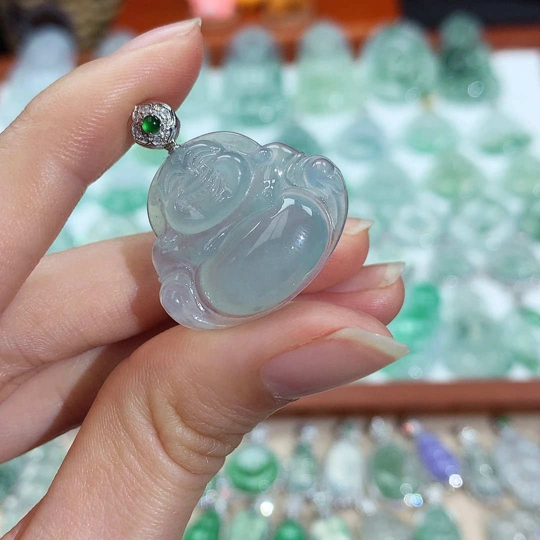 翡翠颈饰18K金镶嵌7***?佛公