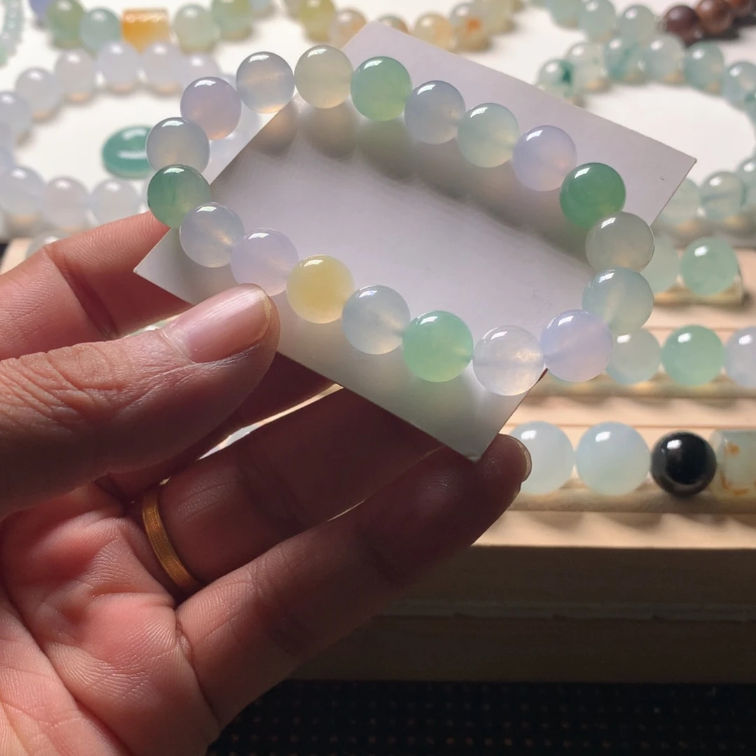 翡翠未镶嵌手链天然翡翠卡10多宝手串