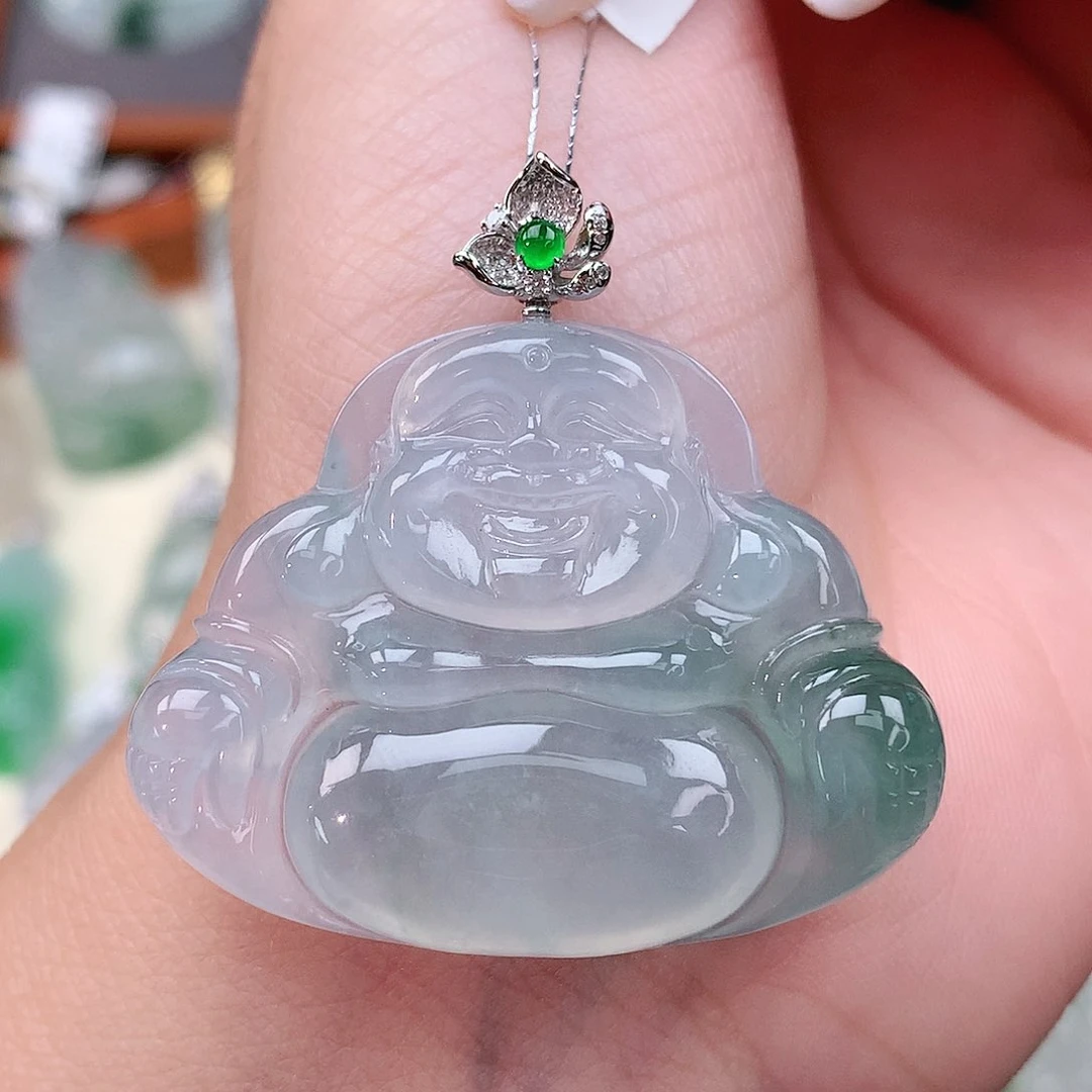 颈饰18K金镶嵌翡翠佛公