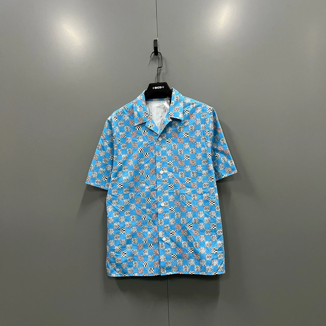未使用 LouisVuitton/路易威登 (ll) 006124 棋盘格短袖衬衫 L码