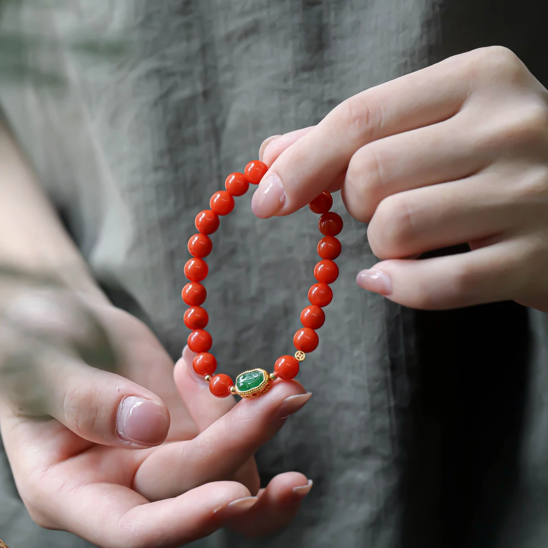 【平步青云】 毕业级南红18k金设计款手串 油润饱满 7mm B1374