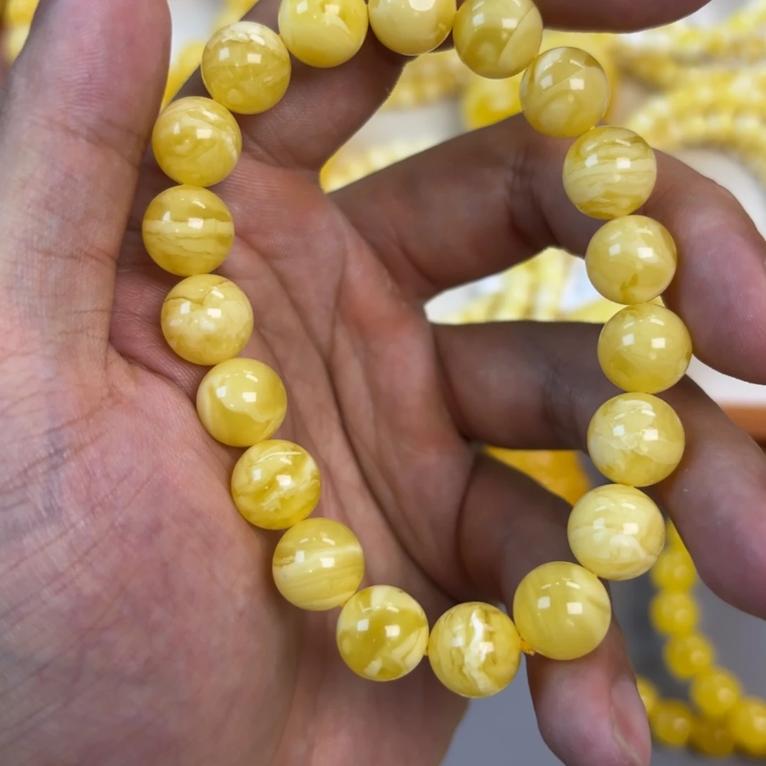 琥珀未镶嵌手链卡 11➕虎皮圆珠保全品