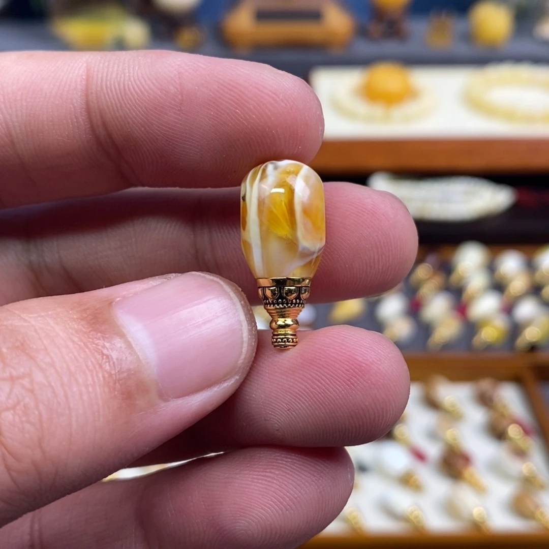 蜜蜡未镶嵌裸石配饰三通尺寸10.3