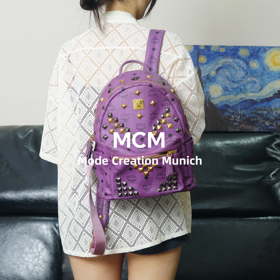 95新 MCM 紫色双肩包/SD06512016/2016