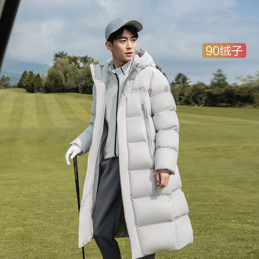 【品质运动】波司登冬季90绒户外保暖加长款连帽羽绒服男女同款3540