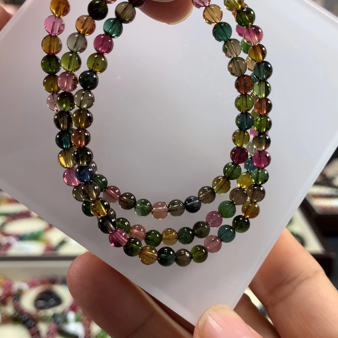 碧玺手链未镶嵌多样性发其一条5毫米左右