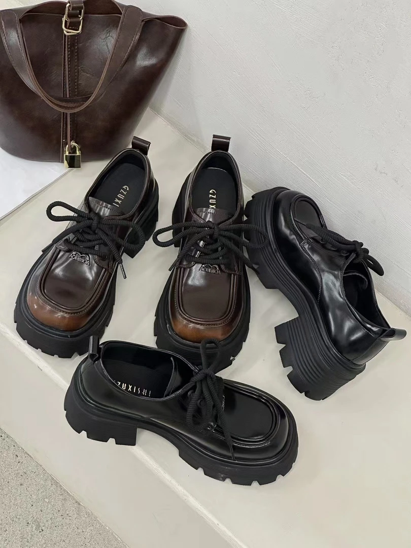 03-6 【日落海港】达思图欧洲站系带中跟厚底英伦乐福鞋小皮鞋