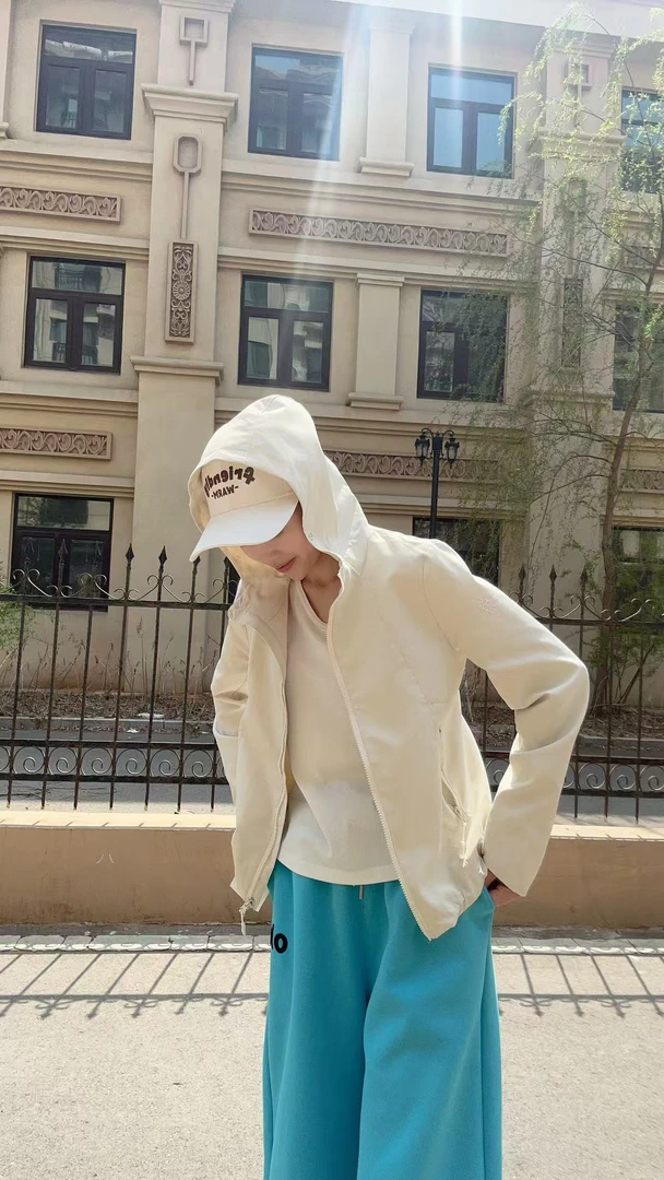 连帽速干休闲风单排扣短外套防晒衣防晒上衣ins韩版百搭宽松