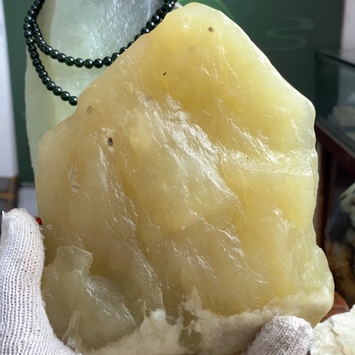 蛇纹石玉珠宝岫玉原石未镶嵌