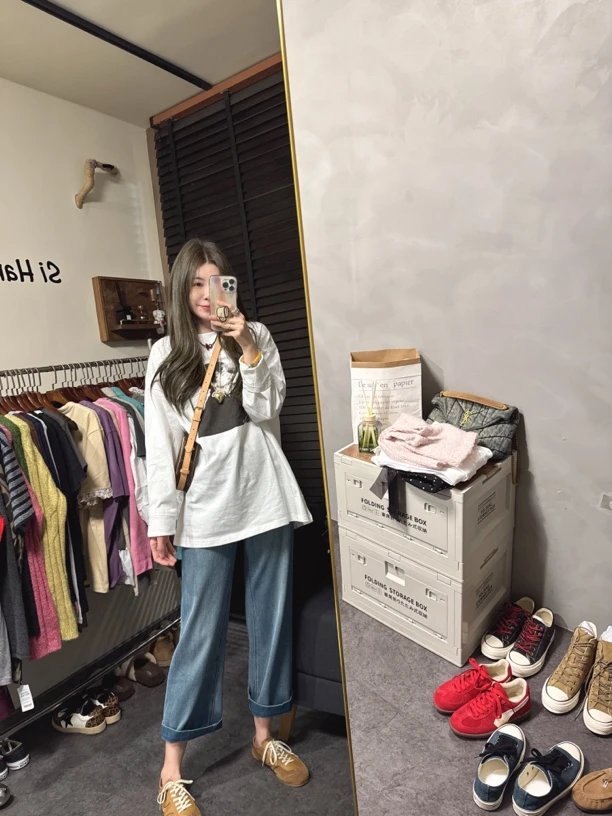 【思含】百搭宽松印花简约纯色短袖T恤