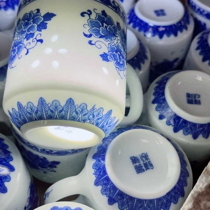 青花玲珑办公牡丹花2个音***?