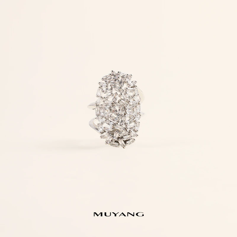 muyang/慕阳 铜合金戒指 气质轻奢简约精致手工晶禾戒指