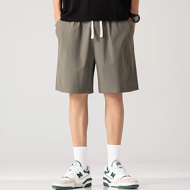 雅鹿男装高弹夏季男士日系复古休闲直筒裤宽松垂感显高短裤890