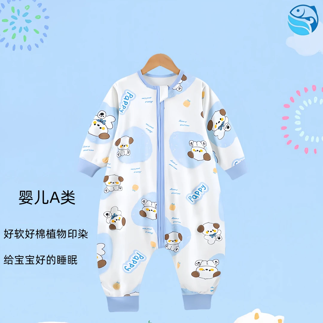 春秋婴儿卡通睡袋A类连身衣长袖新生儿连体秋季宝宝衣服纯棉儿童