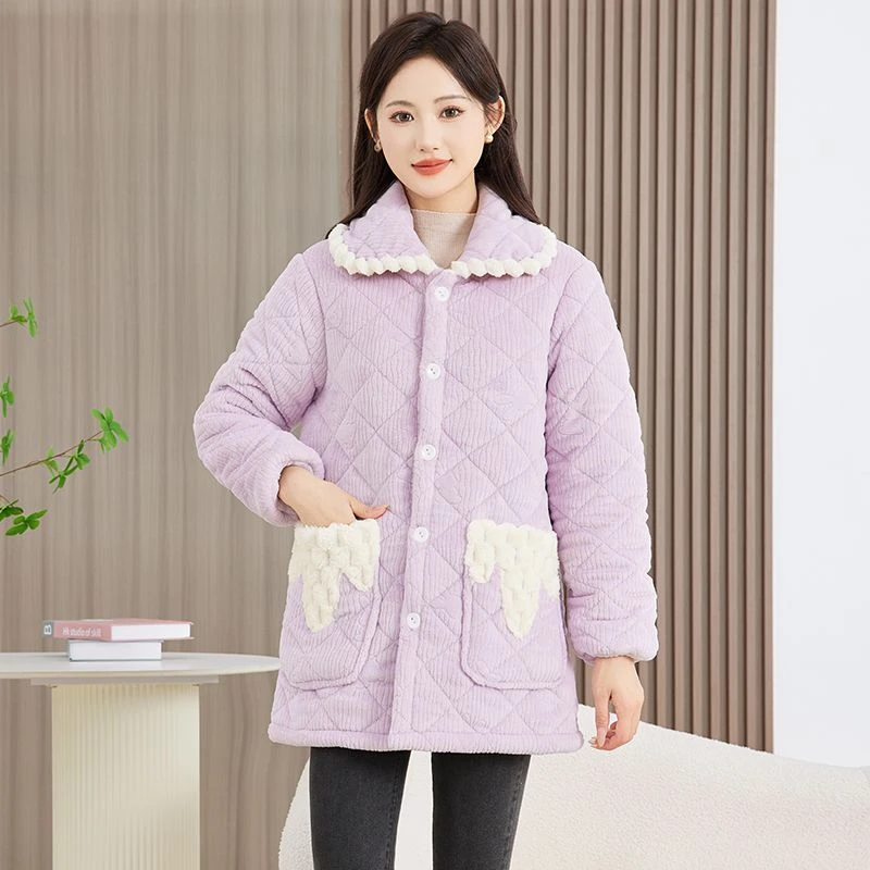 25罩衣新款棉服三层加绒加厚保暖棉衣外穿棉袄外套冬季家居服年轻