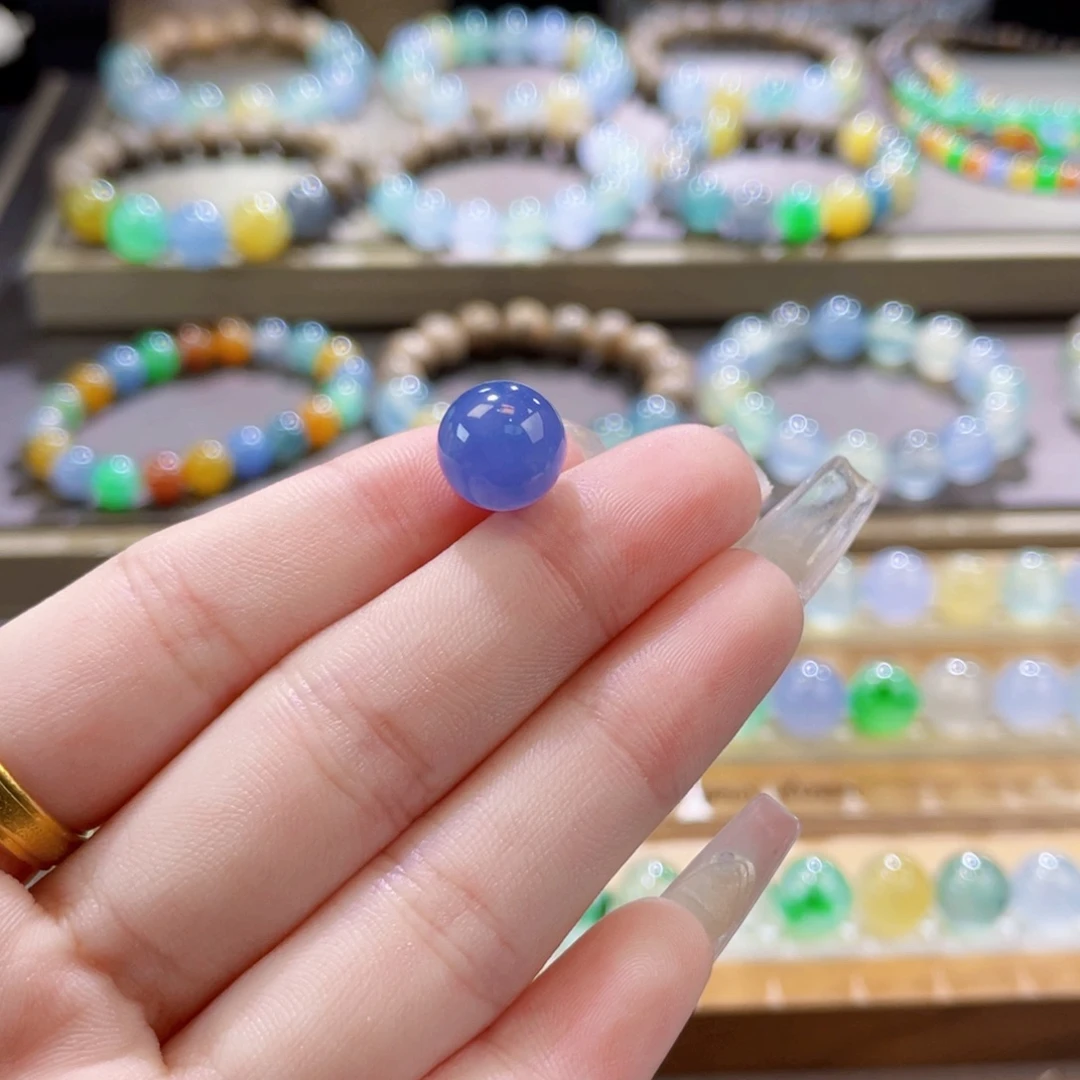 翡翠未镶嵌手链妖紫卡10.2