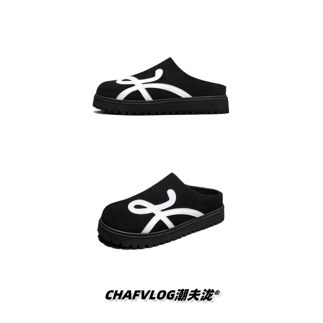 CHAFVLOG外穿复古磨砂绒勃肯包头拖鞋 极简穿搭 一脚蹬半拖通勤鞋