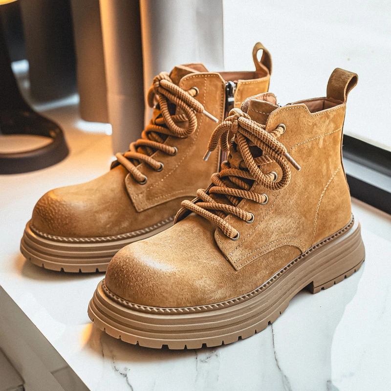 马丁靴男沙漠靴2025新款秋季情侣大黄靴英伦风高帮男鞋户外工装靴