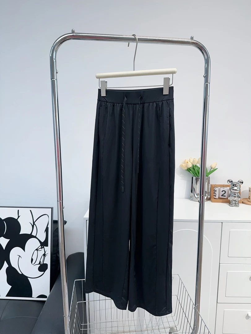 206微瑕女士夏季云朵原纱冰丝抽绳腰头防晒阔腿裤带口袋UPF50+