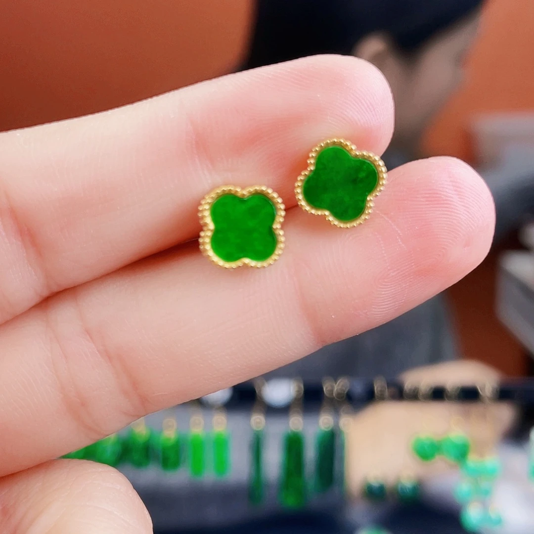 翡翠银S925镶嵌耳饰