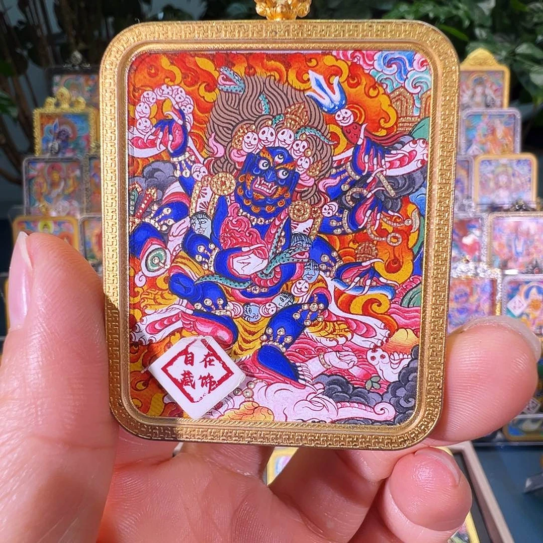 吊坠大黑天热绘纯手绘唐卡