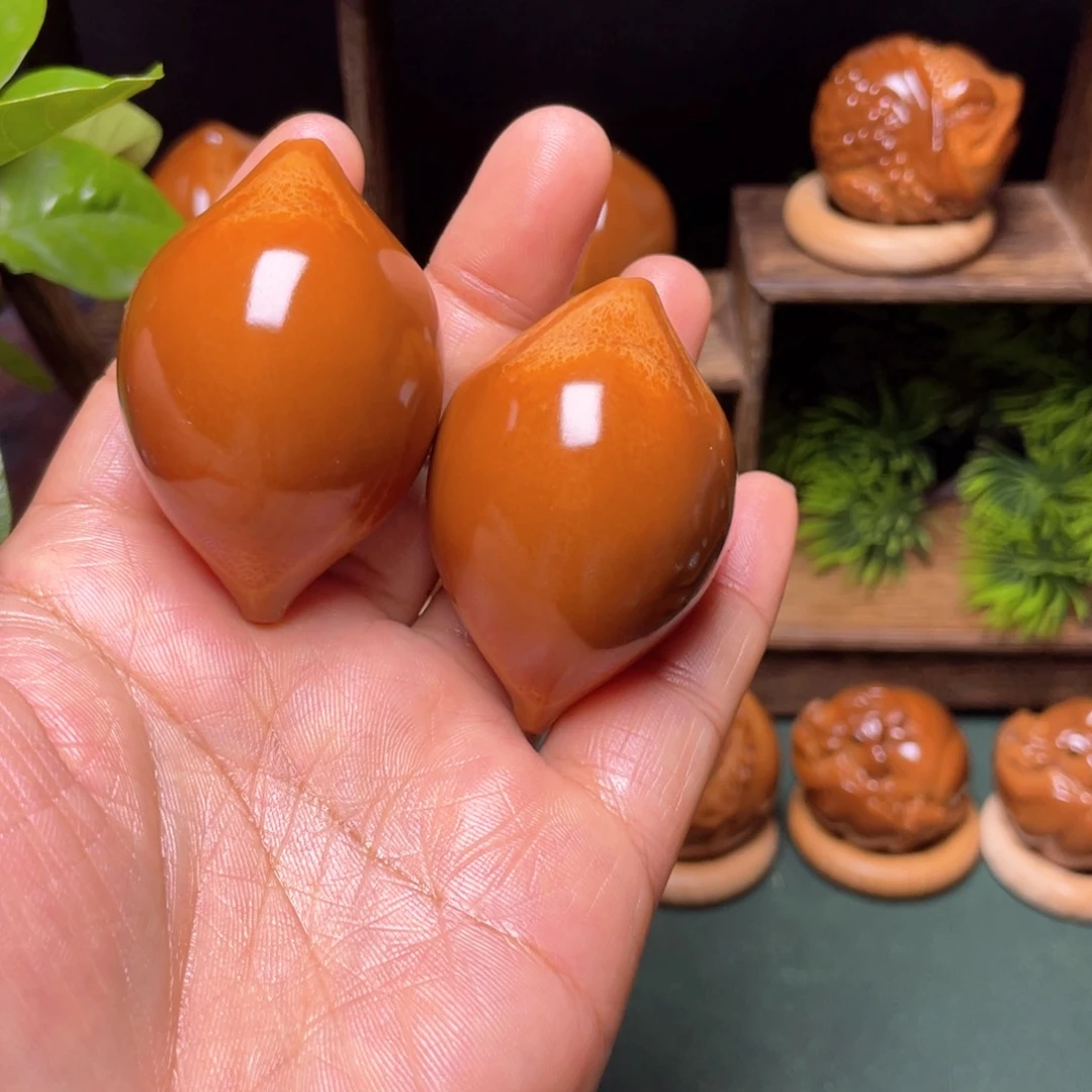 把件橄榄核一线天一对35