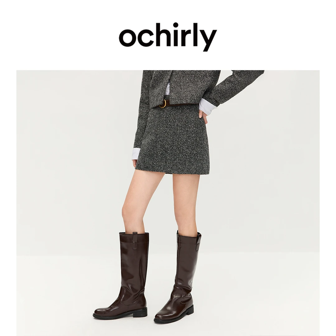 【季末折扣】欧时力小香风花式纱粗花呢a字半身裙短裙2025秋冬新