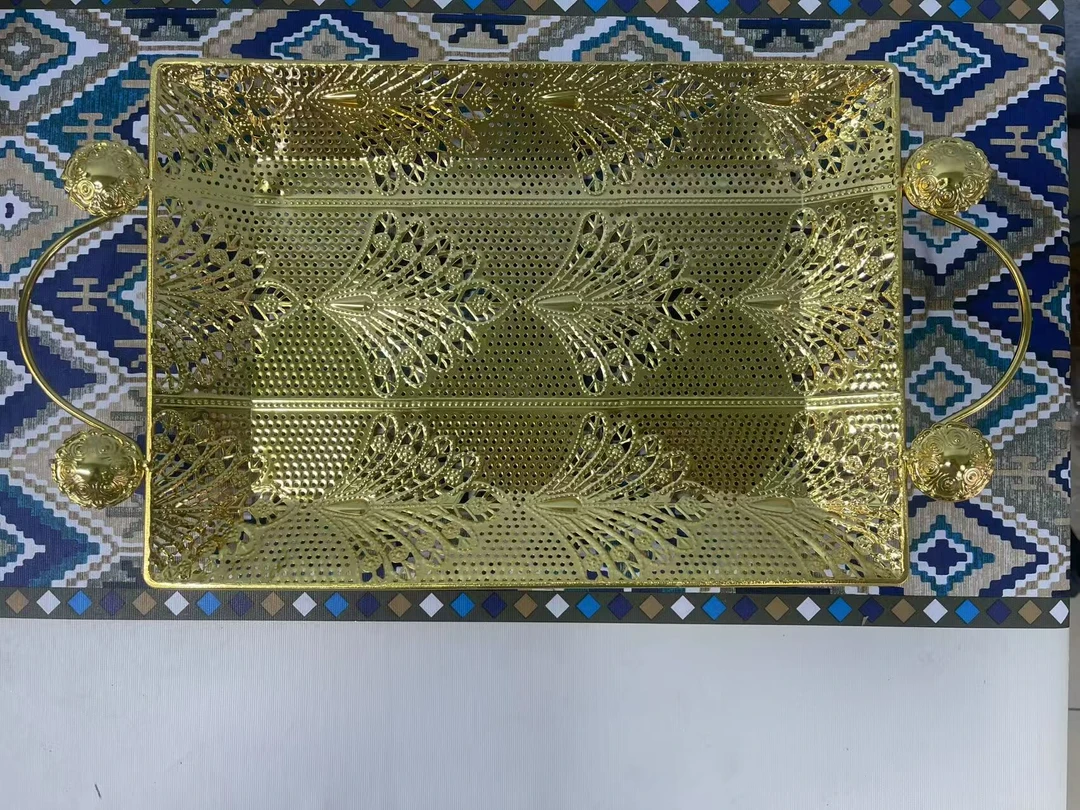 新疆民族饭店特色盘子金属餐盘烧烤盘不锈钢镀铜水果干果盘