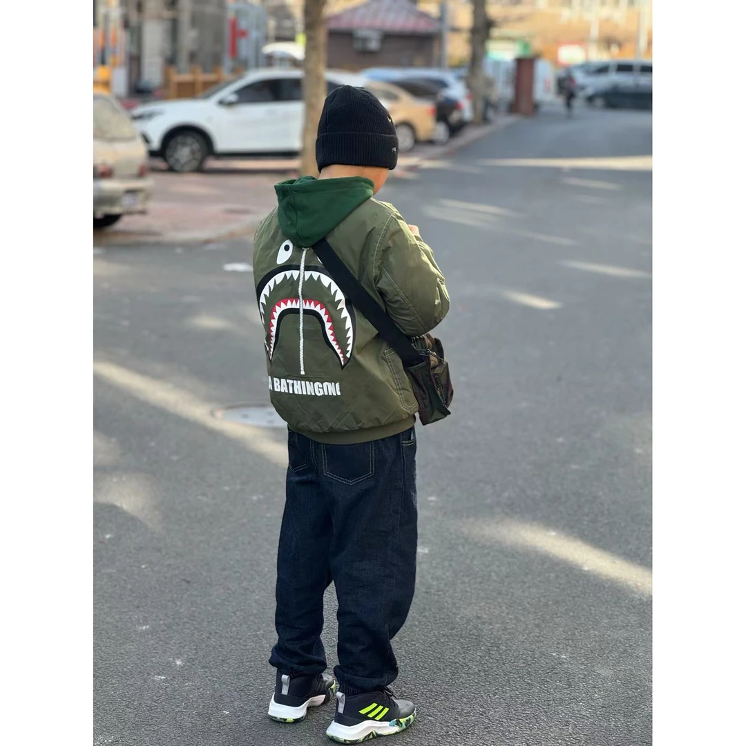 1002【双色鲨鱼】宽松秋冬儿童棉服