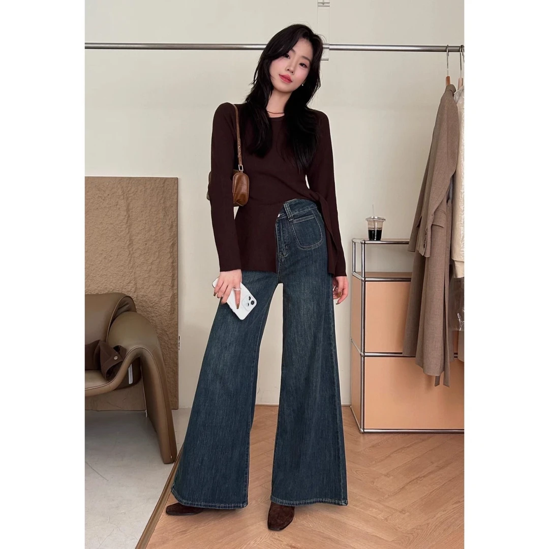 024新款显瘦气质修身喇叭裤高腰时尚休闲百搭洋气微喇叭