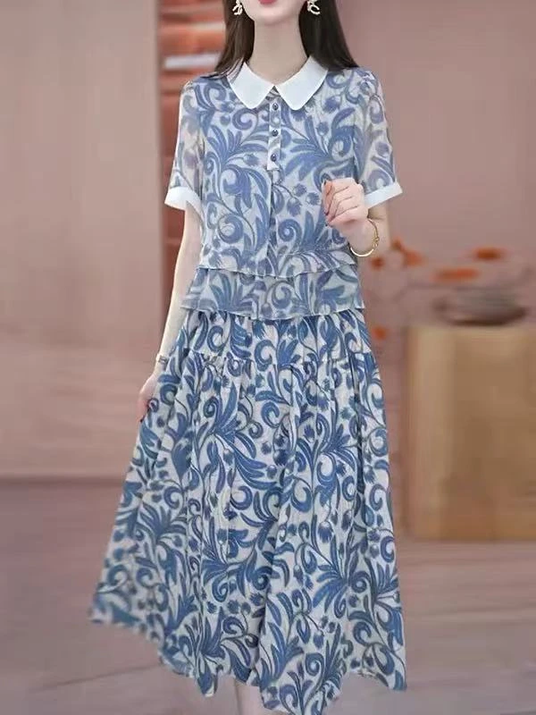 F012 新款优雅气质假两件连衣裙时尚减龄法式显瘦A字版连衣裙子