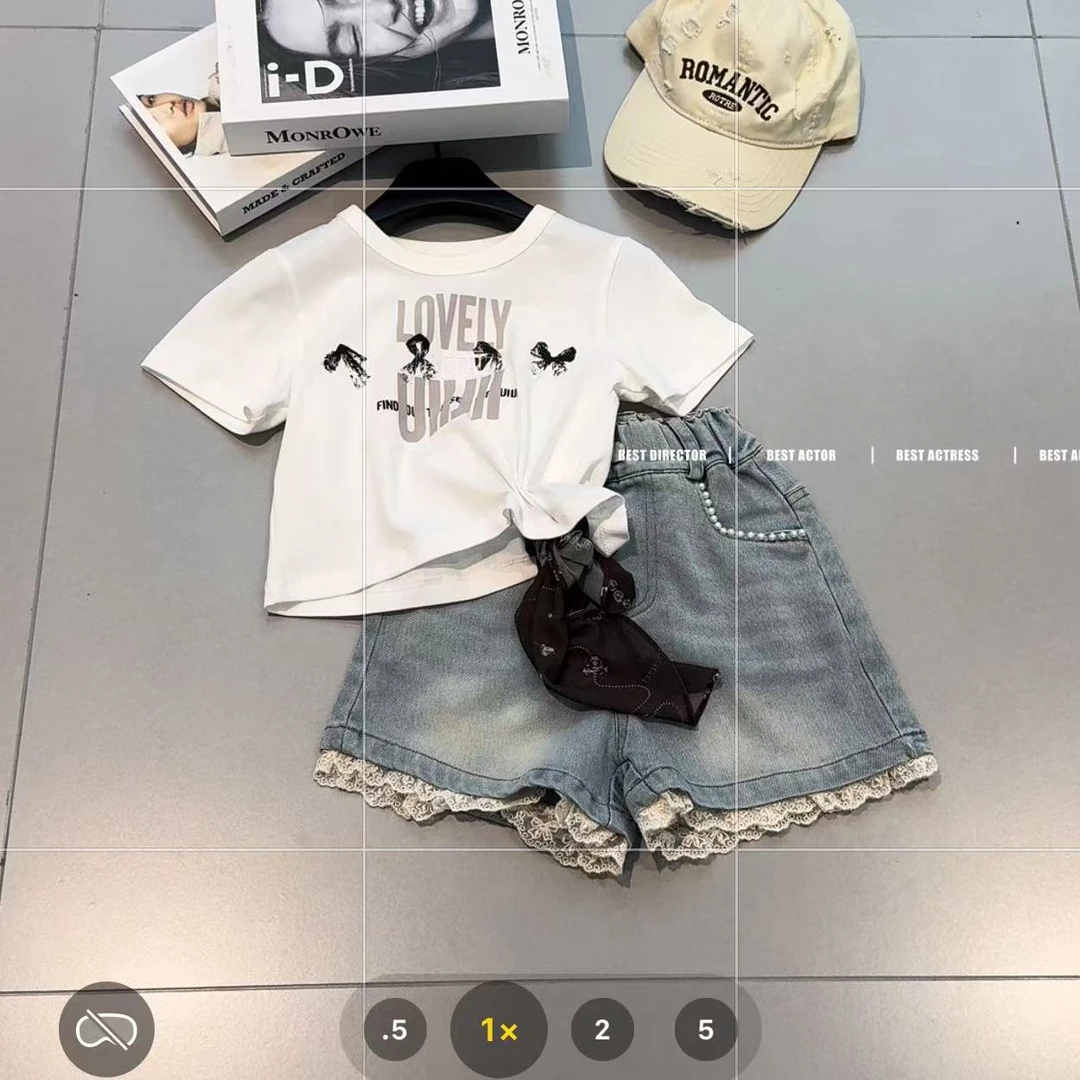 S0563 韩系时尚甜酷修身字母印花飘带短袖