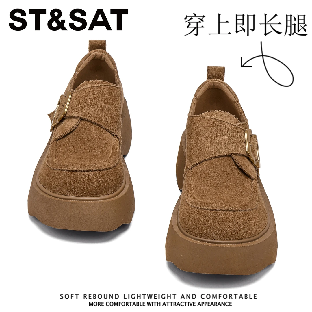 星期六增高5CM厚底小个子全包勃肯鞋女款2025秋季新款复古休闲鞋