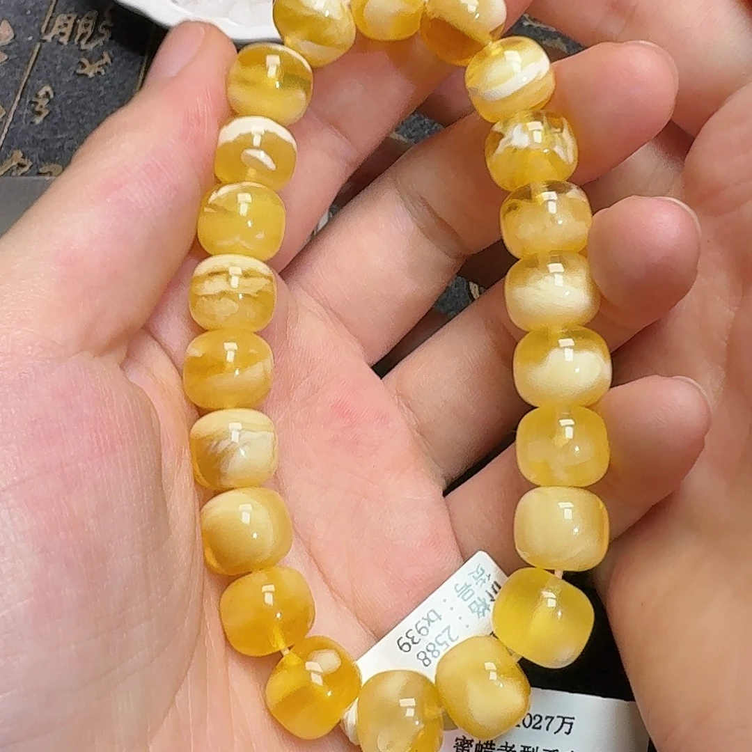 琥珀颈饰未镶嵌tx939金瓷白手串