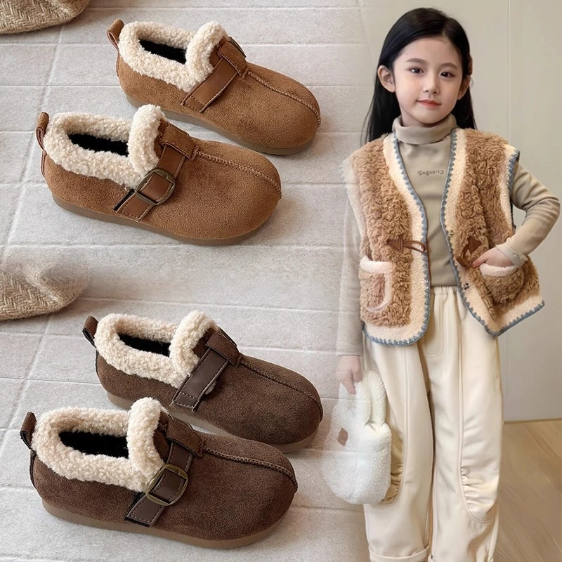 ABC女童勃肯鞋加绒儿童鞋子2025冬季新款复古女儿童加绒勃肯棉鞋