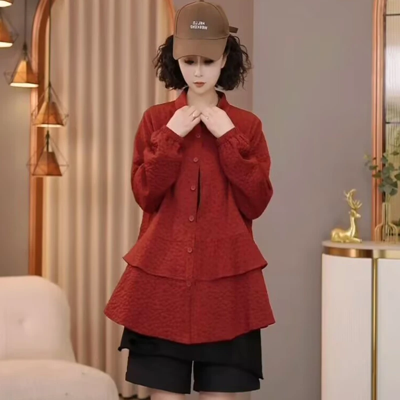 8748-849春季新款2025韩版宽松休闲大码短款花边外套女