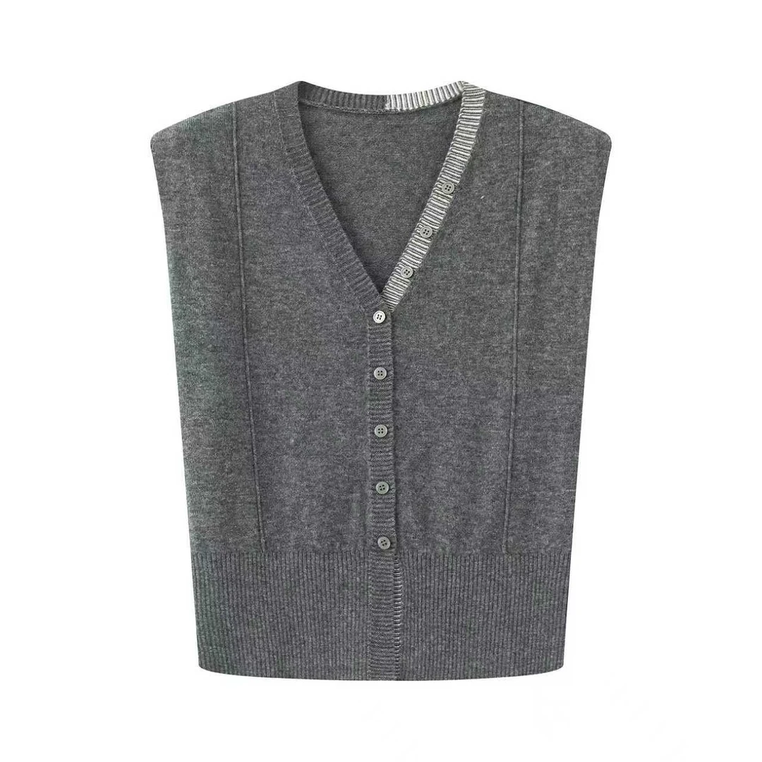 艾诺丝商场同款2025秋新款V领无袖针织衫女百搭马甲背心AR803042