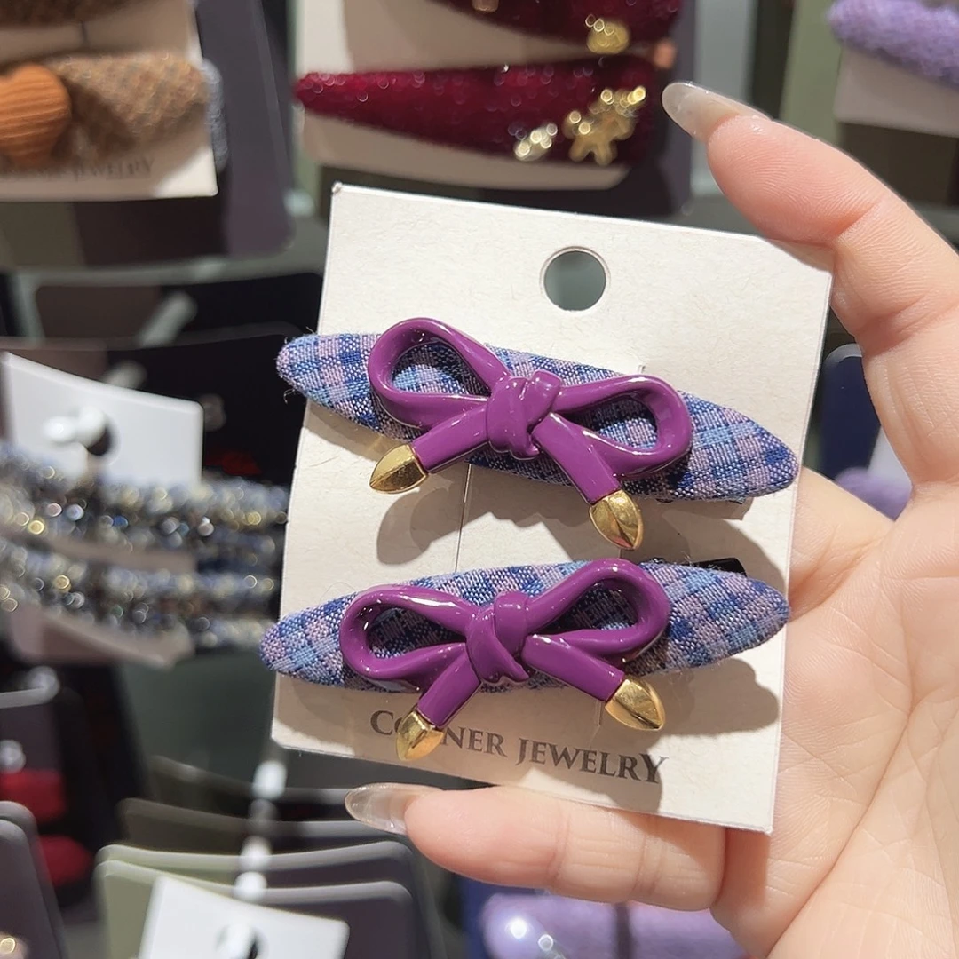 非金属紫色蝴蝶结鸭夹