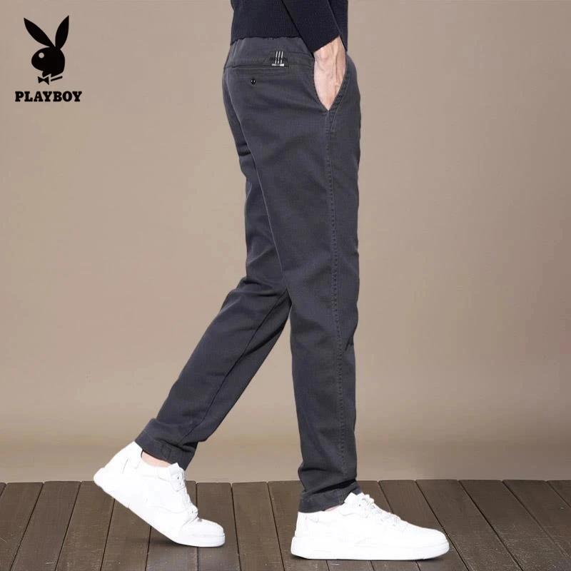 花花公子直筒休闲裤男士夏季款2025新款简约潮流百搭修身弹力裤子