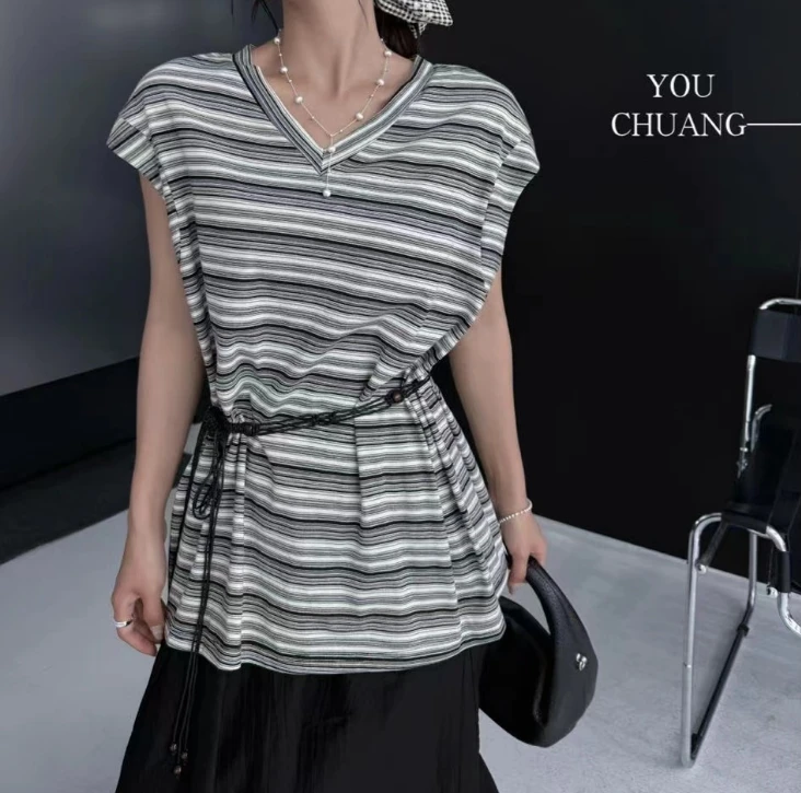 米多多 YC#335#时尚显瘦条纹上衣kc