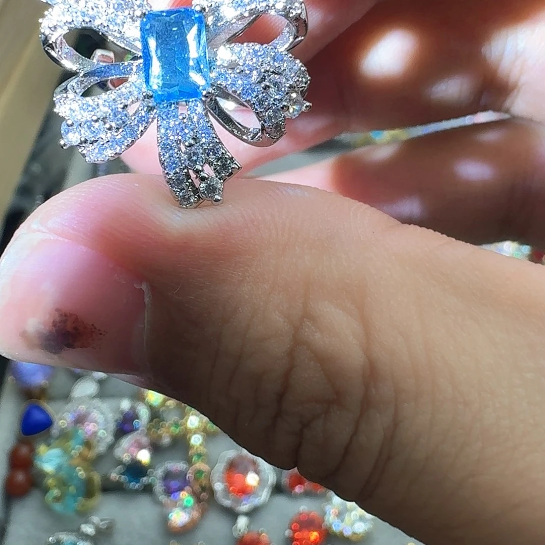 托帕石戒指银S925镶嵌