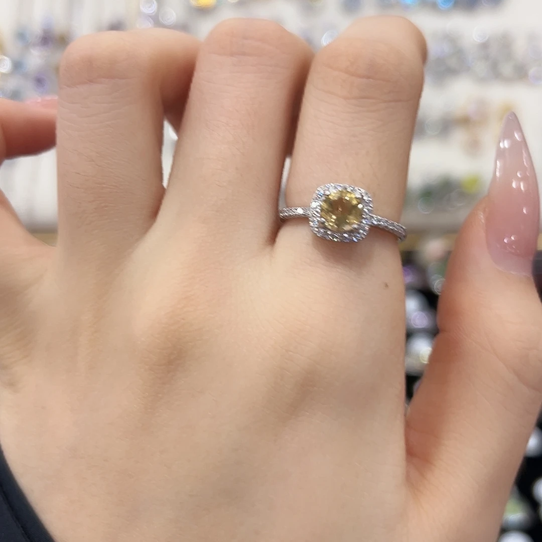小***笋黄晶戒指银S925镶嵌