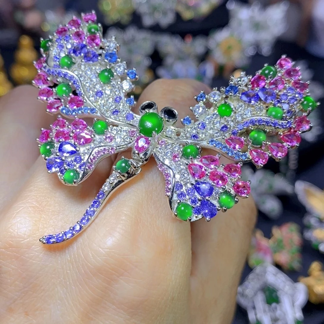 翡翠银S925镶嵌套链天然翡翠