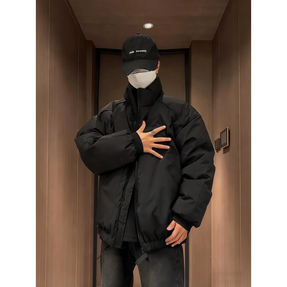 美式晋江棉服外套男冬季工装羽绒棉衣加厚防水冲锋衣飞行立领夹克