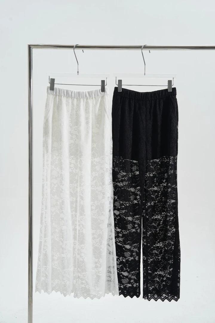 HTT小众设计感原创时尚蕾丝松紧腰百搭休闲裤5205512