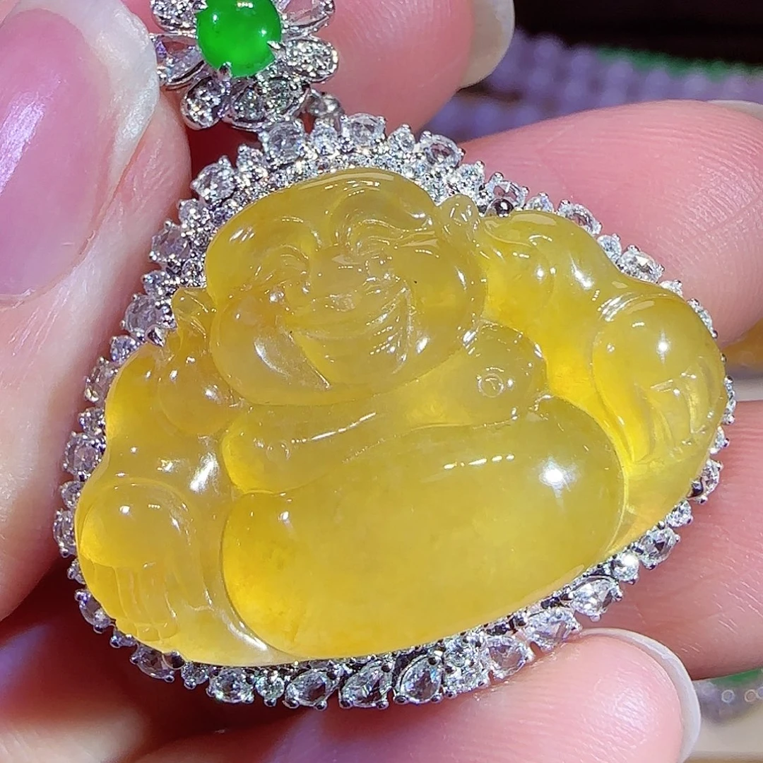 翡翠18K金镶嵌吊坠(赠链)