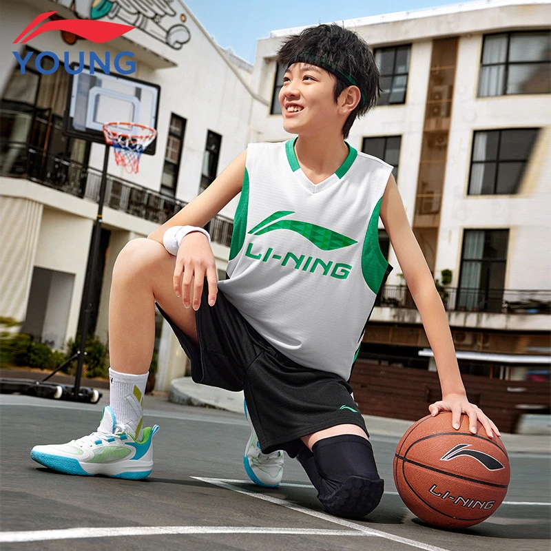 李宁童装儿童篮球套装夏季新款大童吸汗透气运动学生篮球套装9097