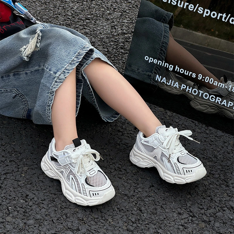 单网男童夏季透气男时尚运动鞋休闲风老爹鞋女网面