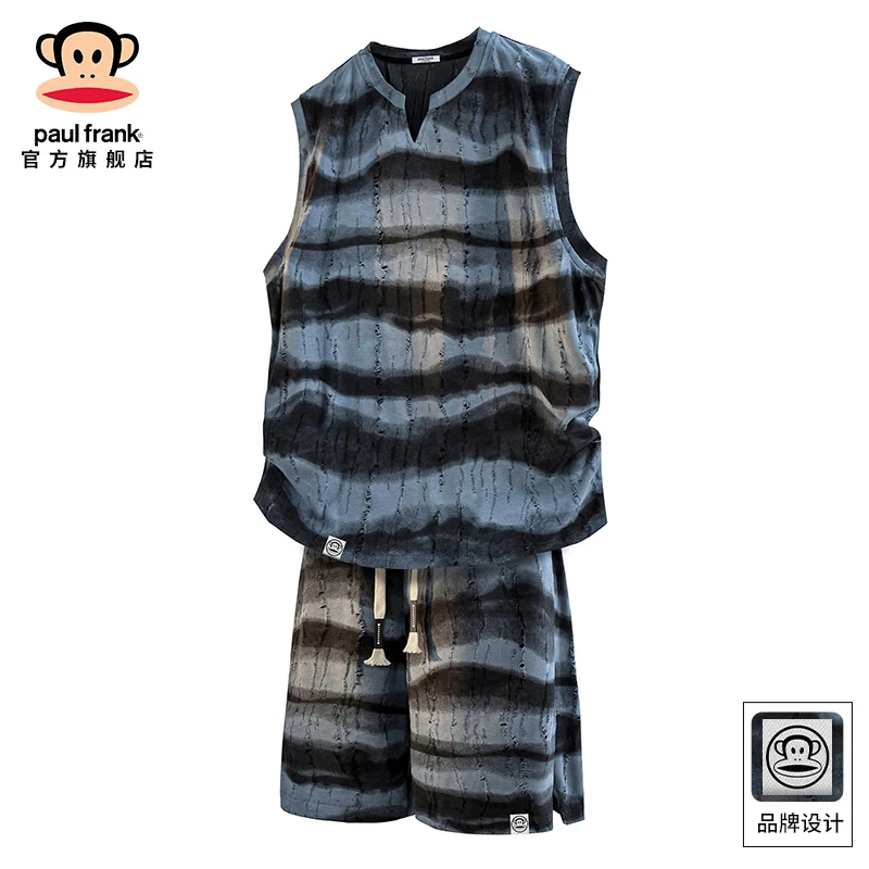 PaulFrank/大嘴猴冰丝速干休闲运动套装男夏季薄款潮牌痞帅两件套