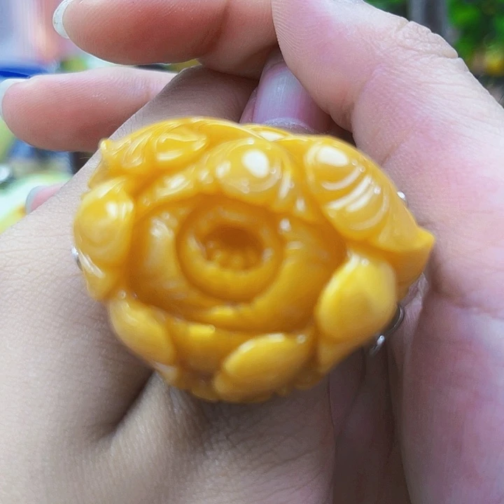 琥珀银S925镶嵌手镯戒指